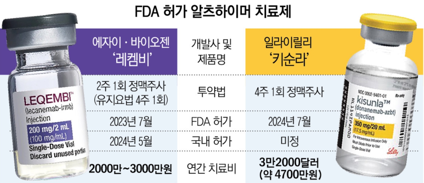 알츠하이머병 초기 치료제: 레켐비 vs 키순라 비교